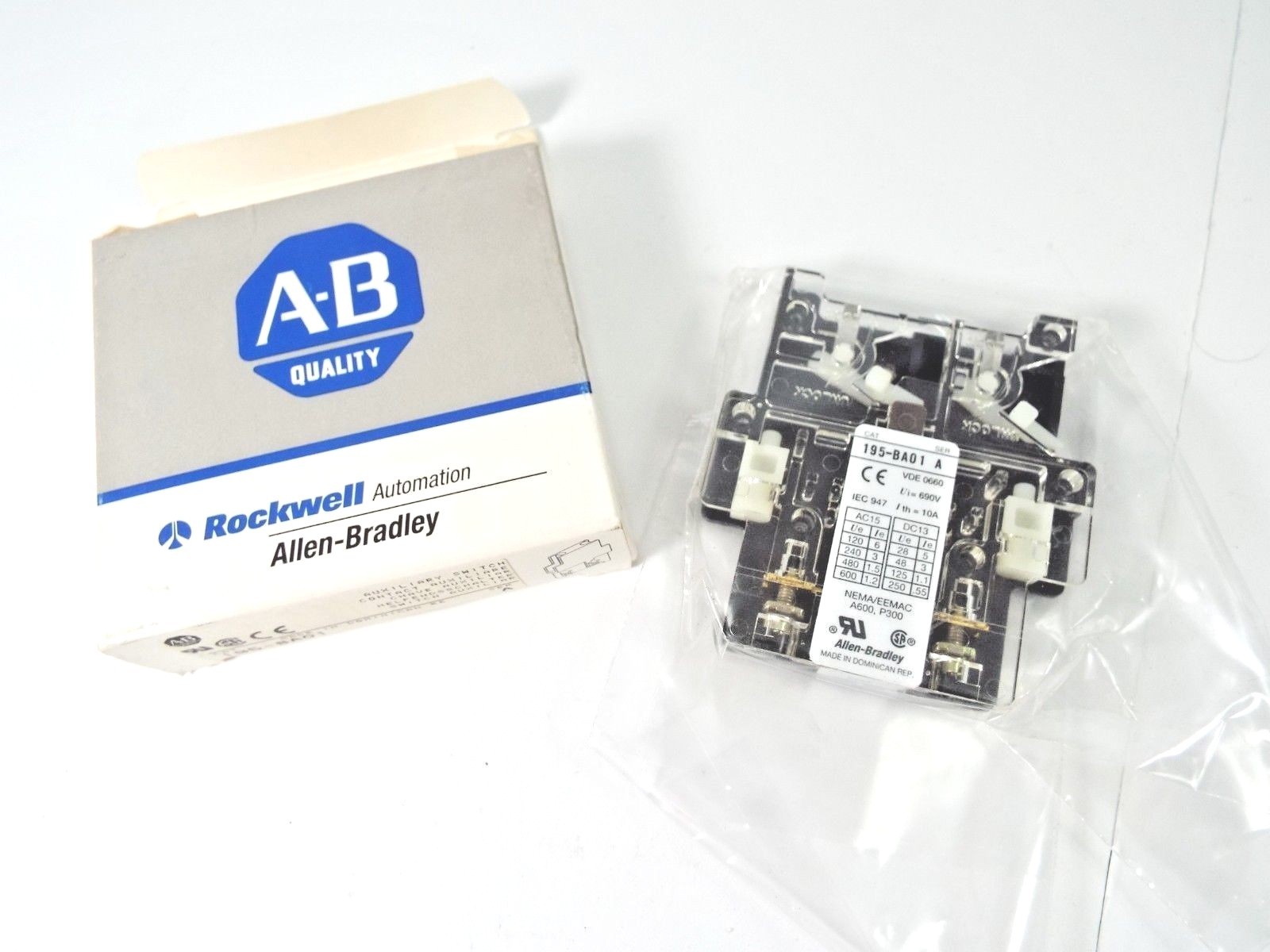 ALLEN BRADLEY 195-BA01 195BA01 SER A AUXILIARY CONTACT FOR CONTACTOR NIB NEW *