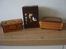 3 WOODEN JEWELERY TRINKET BOXES - NORWEGIAN CHINESE