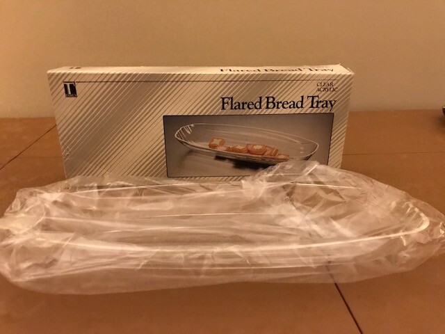 Mid Century Modern Flared Bread Tray Clear Acrylic Lucite Plastic Serving Tray