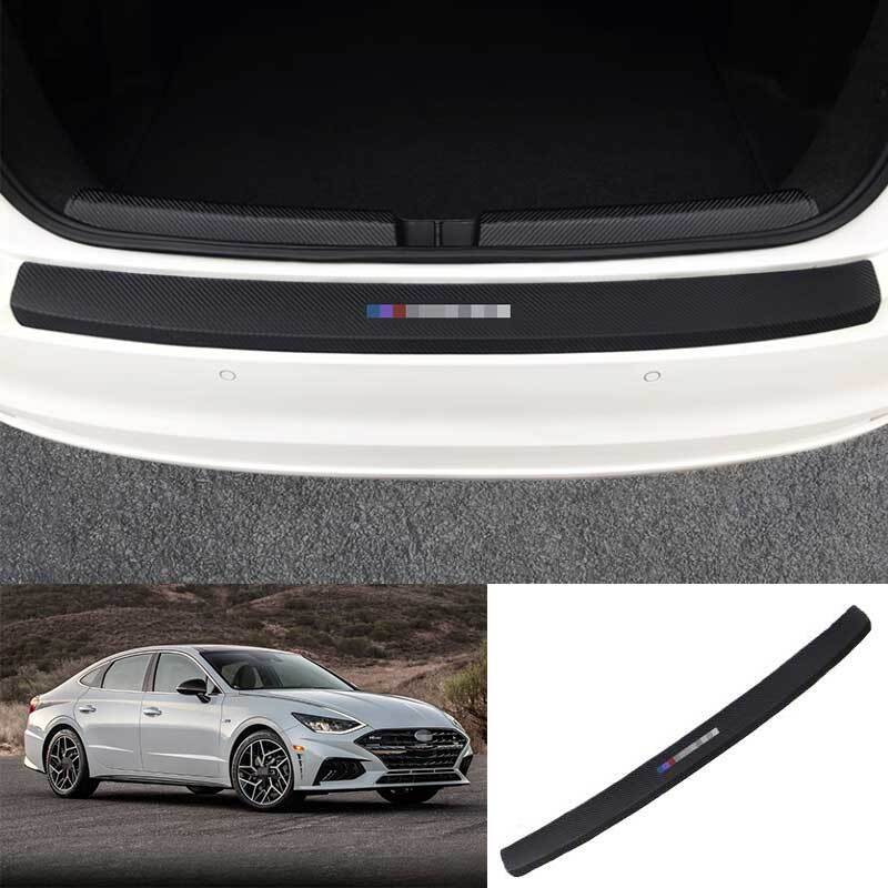 Carbon Fiber Leather Outer Rear Bumper Protector New For Hyundai Sonata 20-2023
