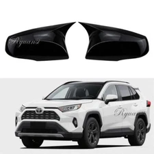 For Toyota RAV4 2019-2024 Bright Black Side Mirror Cover Cap M Style Ox Horn