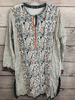 Gul Ahmed G Woman Gray/Orange Embroidered Dress EUC Size XXL / 18 | eBay