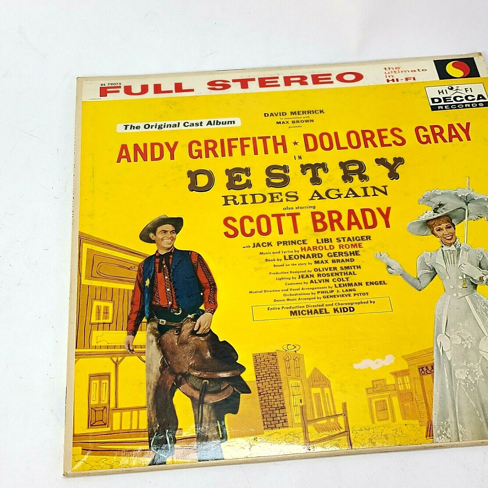 VTG Destry Rides Again 1959 Soundtrack LP Andy Griffith Dolores Gray Scott Brady