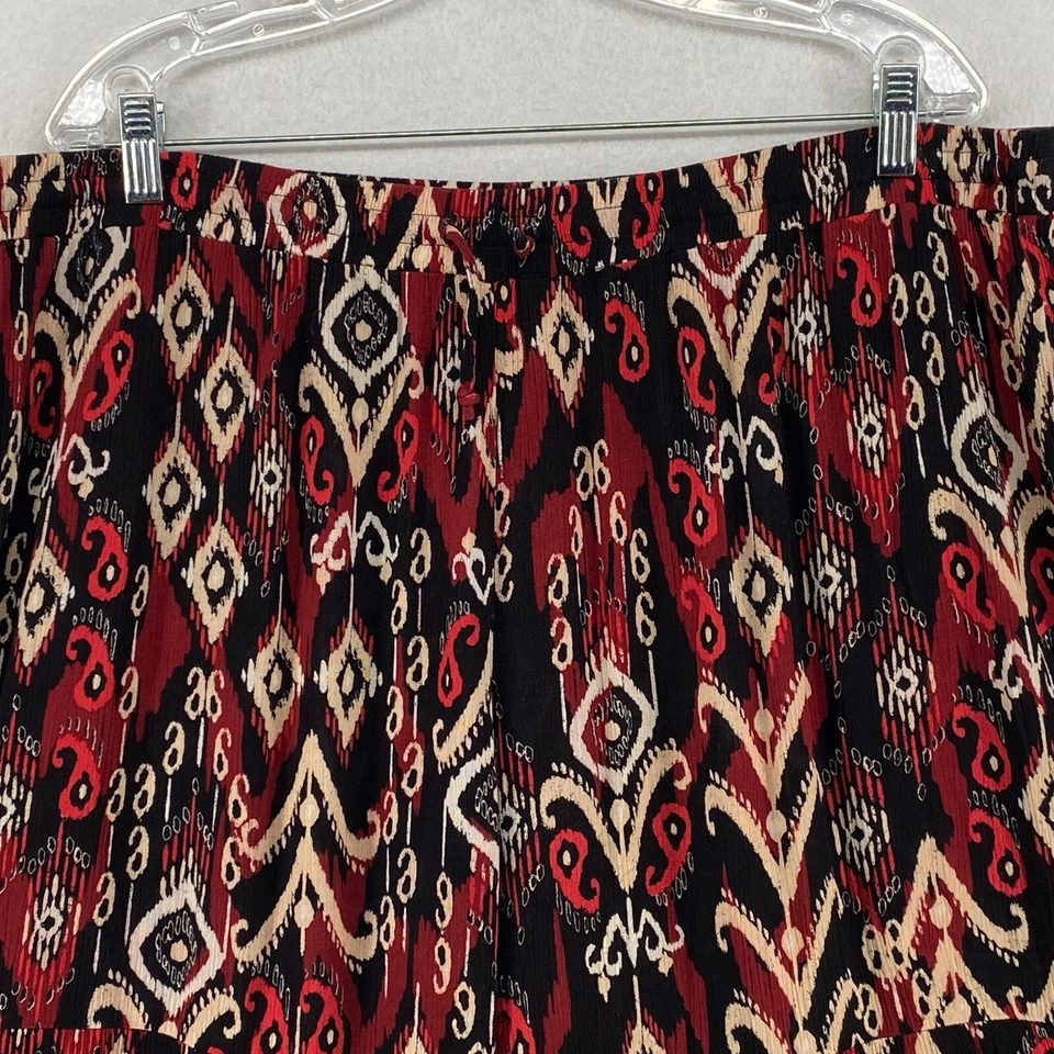 Calça ULLA POPKEN XL Southwestern Culotte cropped pull on viscose vermelha preta - Imagem 4 de 4