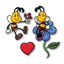 Cute Bees Set Vinyl Sticker - SELECT SIZE