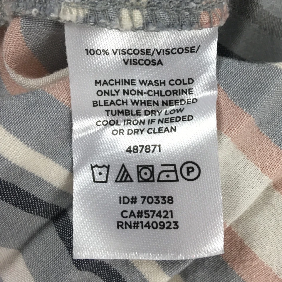 Blusa túnica Lou & Grey para mujer pequeña gris rosa a rayas cuello rayón cuello en V Foto 4 de 4