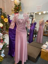 Thea Dora Dark Rose Mothers Evening Cocktail Dress with Bolero Jacket size 10