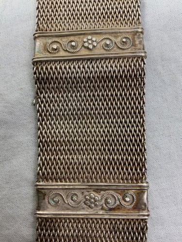 Handmade Victorian Mesh Sterling Silver Buckle Braclet - Picture 4 of 7