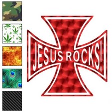 Jesus Rocks Cross, Vinyl Decal Sticker, 40 Patterns 3 Sizes, 408