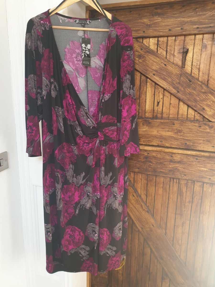 Joanna Hope cross over privacy pannel floral black Dress 14 plus