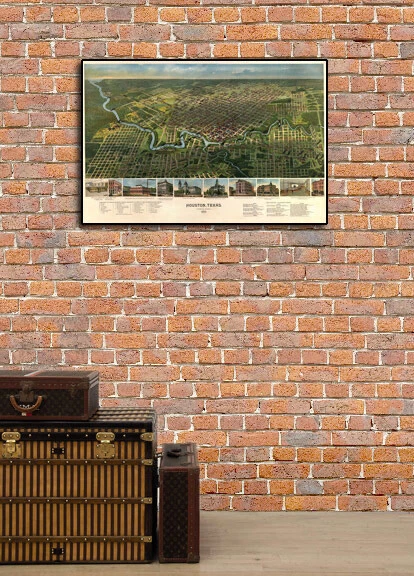 德克萨斯州休斯顿 1891 年历史全景城市地图 - 16x24 — 第 3/4 张图片
