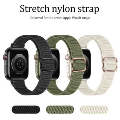 For Apple Watch Ultral/8/7/SE/6 Band Soft Nylon Elastic Braided Solo Loop Bands