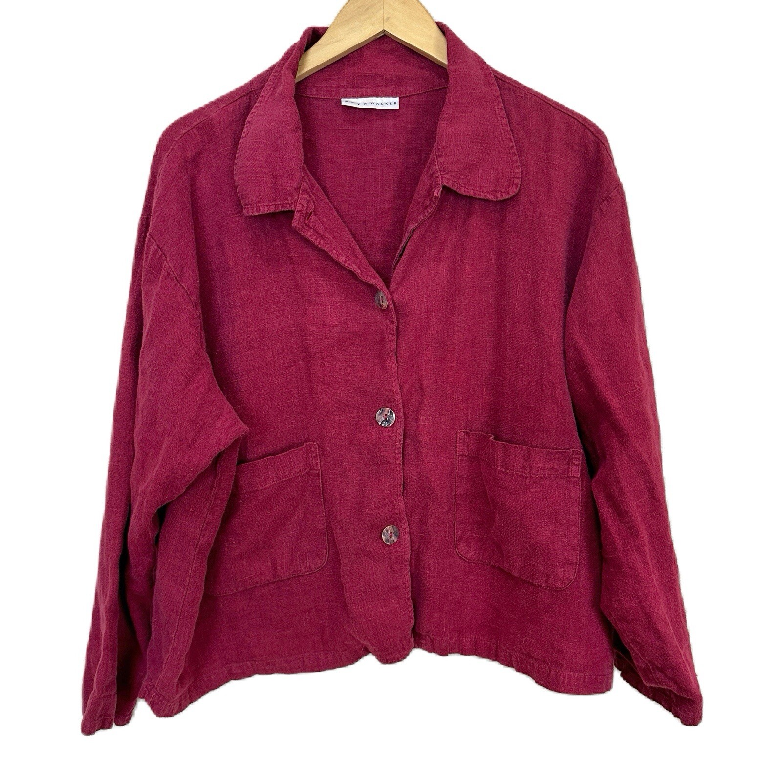 Bryn Walker Red Linen Button Down Long Sleeve Blo… - image 1