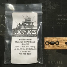 25 3/0 Stainless Steel Swivels Black color 425 LB / 200 KG rating Super strong