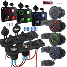 12V Auto KFZ Zigarettenanz&uuml;nder Steckdose mit Dual USB Ladeger&auml;t Buchse Einbau