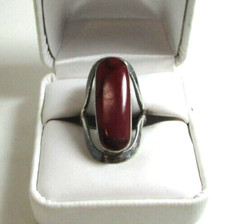 Vintage Sterling Silver Red Jasper Elongated Ring Sz 6