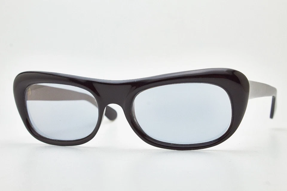 Gafas de sol gruesas vintage años 70 ojo de gato negro G2430 01 01000s lentes sin espejo Foto 2 de 4