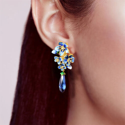 Gorgeous 18k Yellow Gold Plated Drop Earrings Cubic Zircon Women Jewelry A Pair - Bild 6 von 6