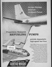 BOEING B-52 STRATOFORTRESS BOMBER WITH CURTISS WRIGHT REFUELING PUMPS JET AGE AD