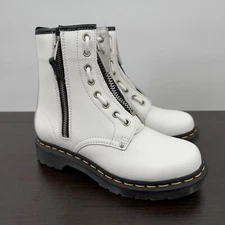 Dr. Martens Womens 1460 Double Zip Leather Boots White Size 6 WITH BOX