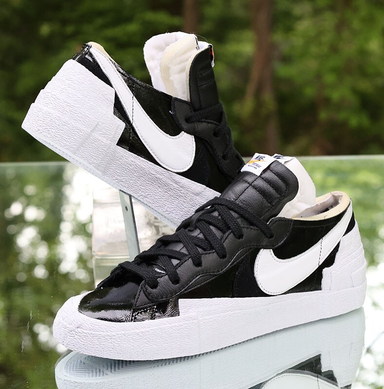 SACAI X NIKE Nike Sacai x Blazer Low Nero Patent Uomo Taglia 9 Bianco Personalizzato DM6443 001