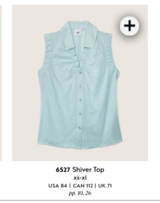 Cabi New NWT Shiver Top #6527 lt blue Size XS - XL Was $84