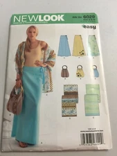 NEW LOOK 6029 SEWING PATTERN~MISSES EASY SLIM SKIRT~BAG~ SHAWL~ SZ 8 -18~UNCUT