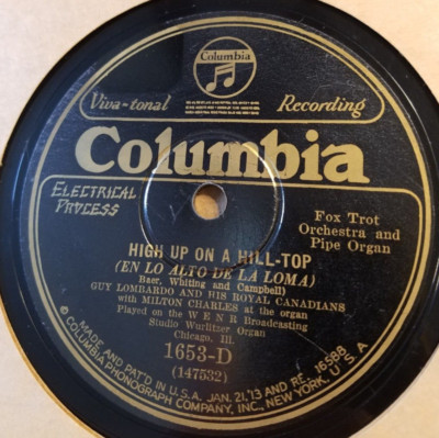 78RPM Columbia 1653-D Guy Lombardo - Spell of Blues / High Up on a Hill-Top, VV+