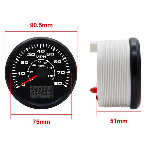 85mm Digital GPS Speedometer Gauge 0-80MPH 0-120Km/h Odometer For Car Boat Truck - Picture 2 of 18