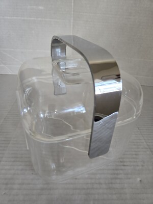 FRATELLI GUZZINI Lucite 3 Pc Ice Bucket Chrome Handle Italy FREE SHIPPING
