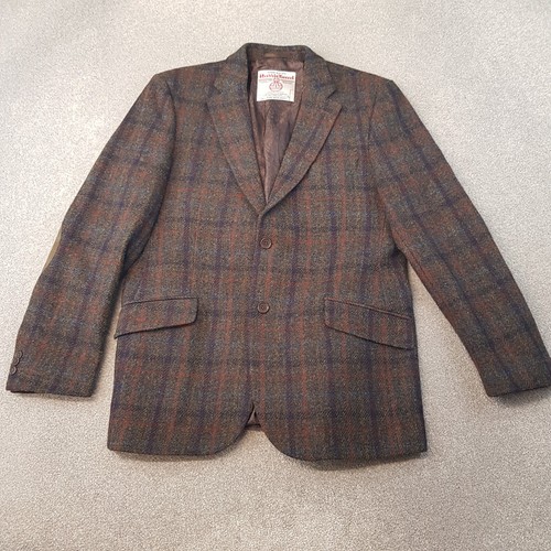 Harris Tweed Herren Sakko 42R Grün Blau Bucktrout Blazer Tweed Hacking Game Vintage