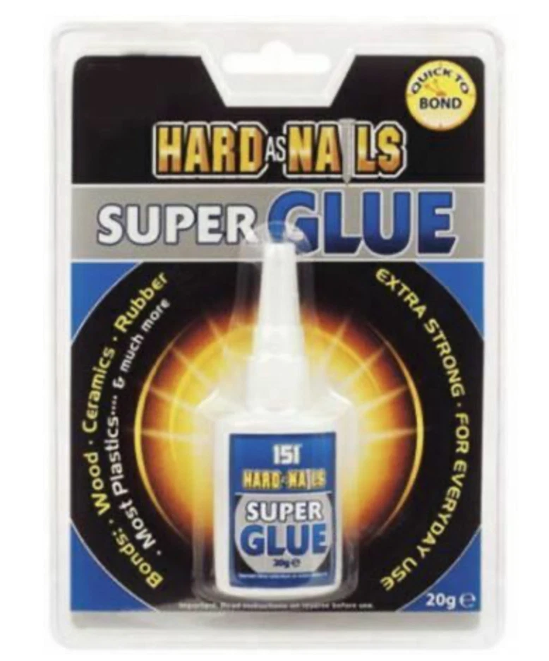 151 Super Glue Hard As Nails Quick Bond Repair Adhesive Ceramic Rubber Wood 20g
