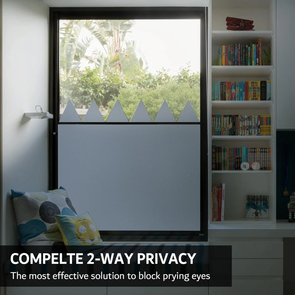 White Blackout Window Film 100% Light Blocking Window Cover Sun Blocking Film Foto 3 de 4