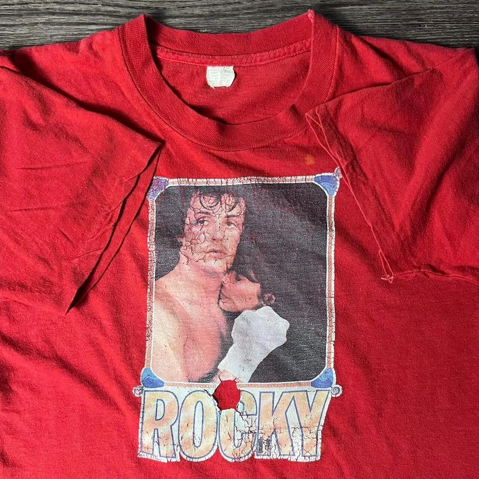 Винтажная оригинальная промо-рубашка 70-х Rocky из фильма одинарный шов сделано в США мужская S - Изображение 2 из 4