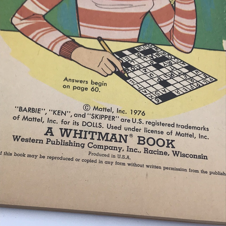 BARBIE CROSSWORD PUZZLES BOOK VTG WHITMAN BOOKS 1976 Minor Pencil