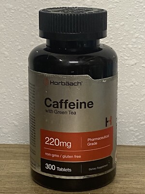 Horbaach Caffeine Pills 200Mg, with Green Tea, 300 ct, Non-Gmo & Gluten Free