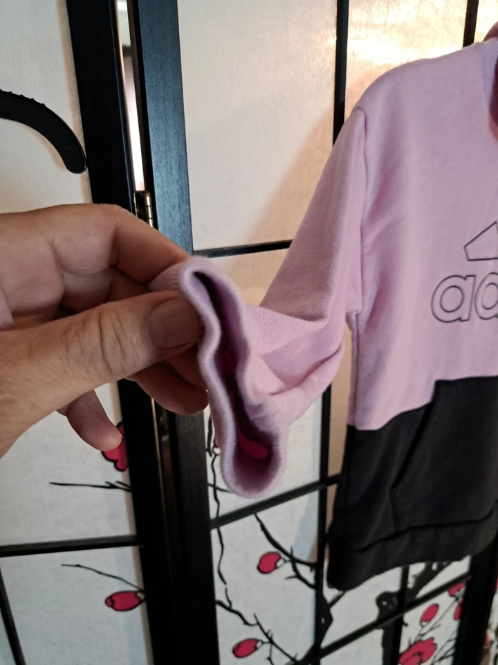 Girls Pink And Black Adidas Hoodie Size Small 7/8 - Image 4 of 4