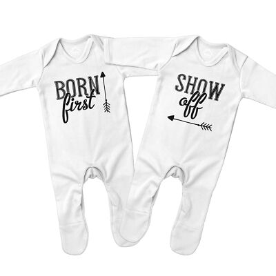 Funny Matching Romper Set For Twins Baby Gift Newborn Boys Girls Shower romper