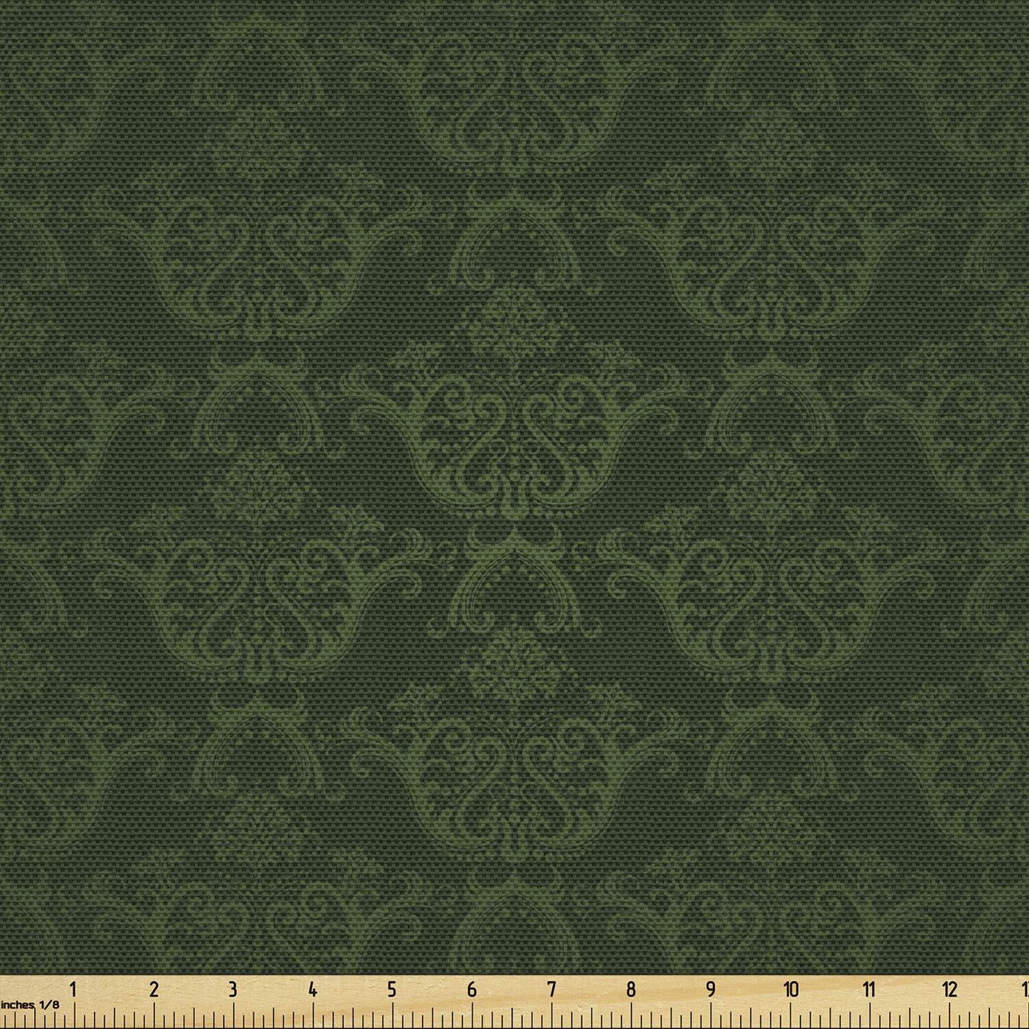 Renaissance Swirls Hunter Green Fabric - Victorian Damask Rococo ...