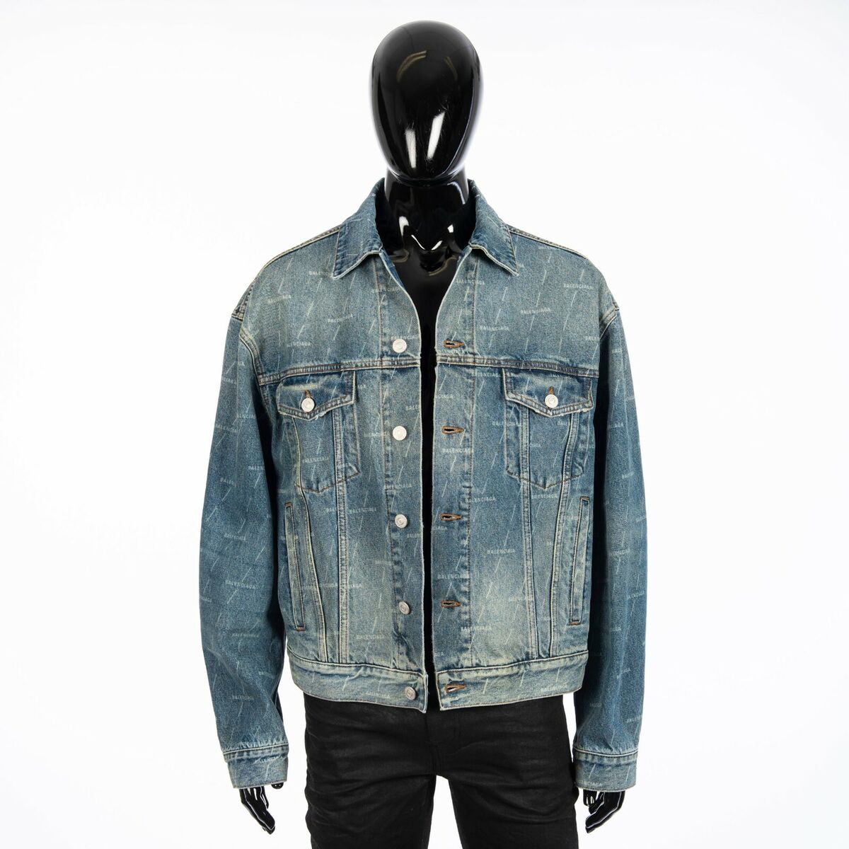 BALENCIAGA 1450$ Stonewashed Blue Denim Jacket - Large Fit