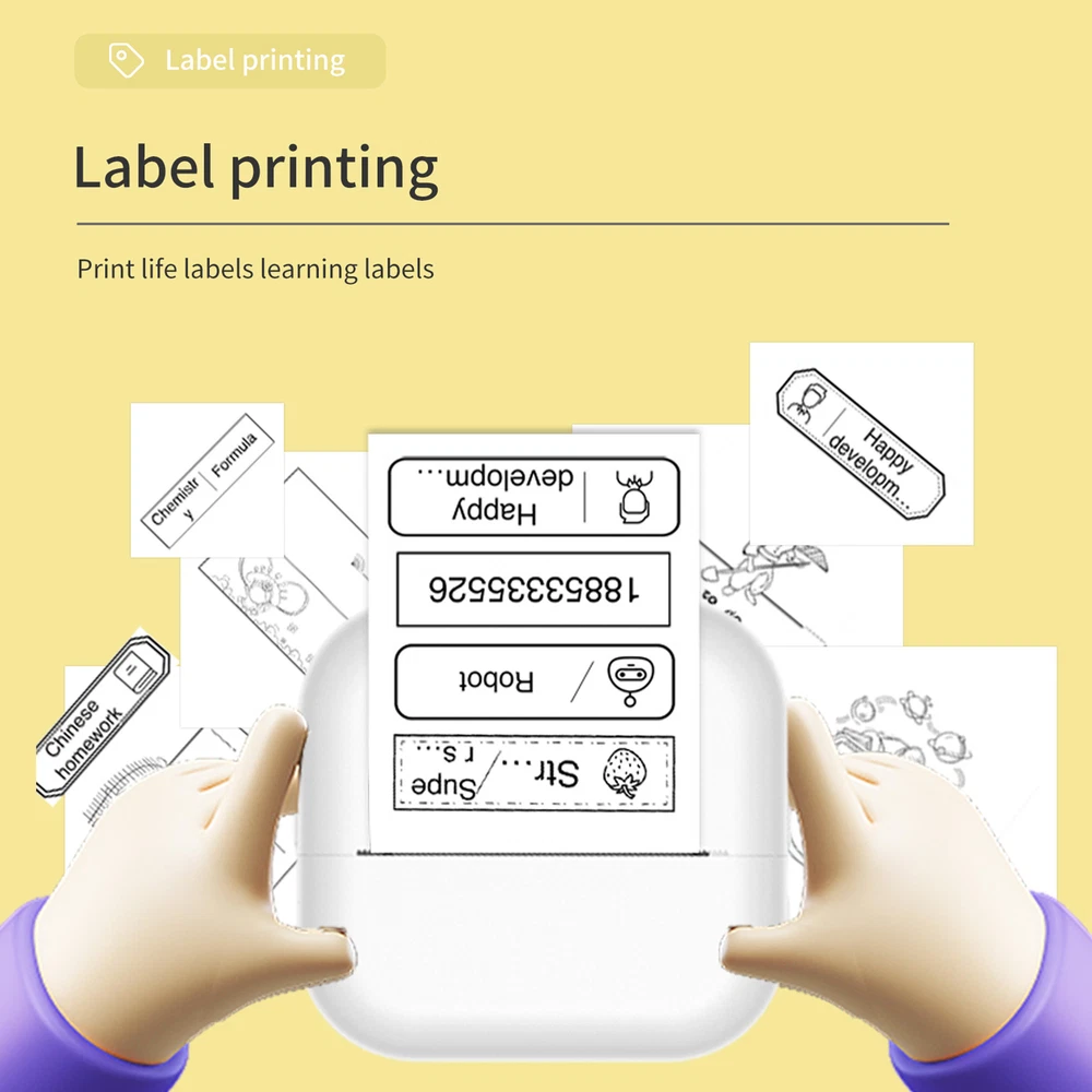 Mini BT Pocket Thermal Printer Photo Printer Compatible with Android or iOS C8J3