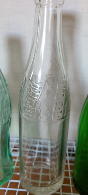 Lot of 3 Soda Bottles, 7 Up, Pepsi  and Coca Cola