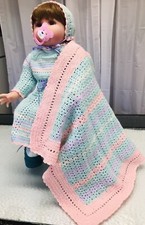 Baby Girl Dress Crochet Handmade 3-18 Month baby dress Booties Bonnet  Blanket