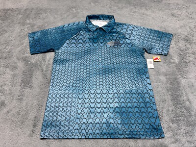 NEW Run Disney Polo Shirt Adult Small Blue Mickey Mouse RunDisney All Over Print