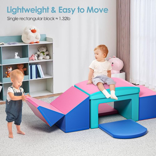 6 in 1 Lightweight Toddler Soft Foam Climbing Blocks Set Tunnel Climber Slide US - Picture 9 of 12