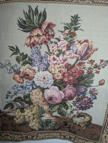 Belgian Brussels Bouquet Wall Hanging Tapestry Decorative Floral 75cm X 65cm - Picture 9 of 12