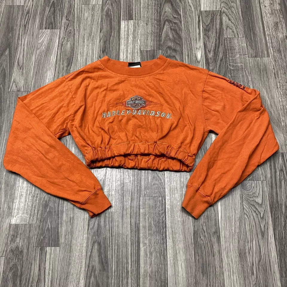 Sudadera pulóver naranja bordada Harley Davidson para niña talla mediana Foto 4 de 4
