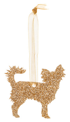 Chihuahua Hund Style B Glitzer Weihnachtsdeko - 11 Farben zur Auswahl.