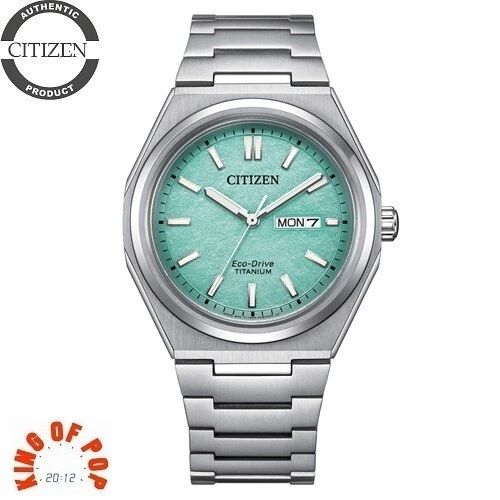 Citizen Super Titanium Turquoise Dial Eco-Drive Dress Men's Watch AW0130-85M
