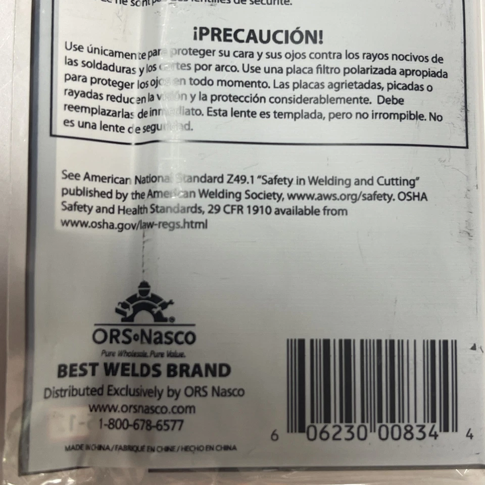 Placa de filtro de vidrio endurecido BEST WELD 2' X 4-41/4" 932-105-12 pantalla 12 sku412510 Foto 3 de 4